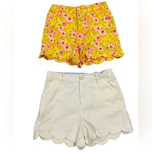 Girls Crown and Ivy scalloped  shorts size 12 (2 pair)
